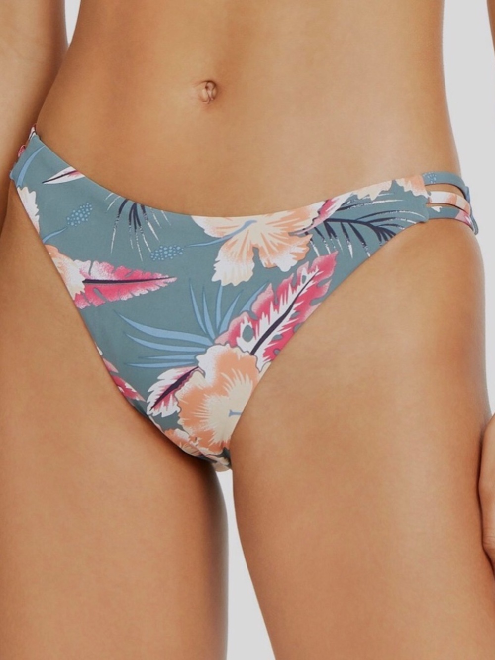 Roxy Green Tropical Print Bikini Bottoms NWOT Size M